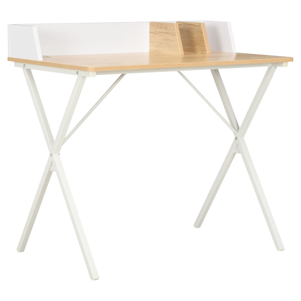 Bureau 80x50x84 cm wit en natuurlijk Bureau 80x50x84 cm wit en natuurlijk