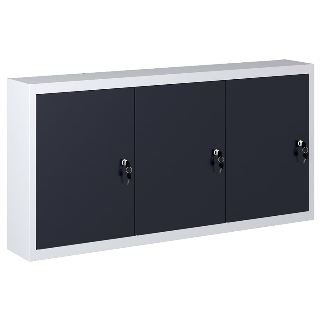 Gereedschapskast voor aan de wand metaal grijs en zwart Gereedschapskast voor aan de wand metaal grijs en zwart