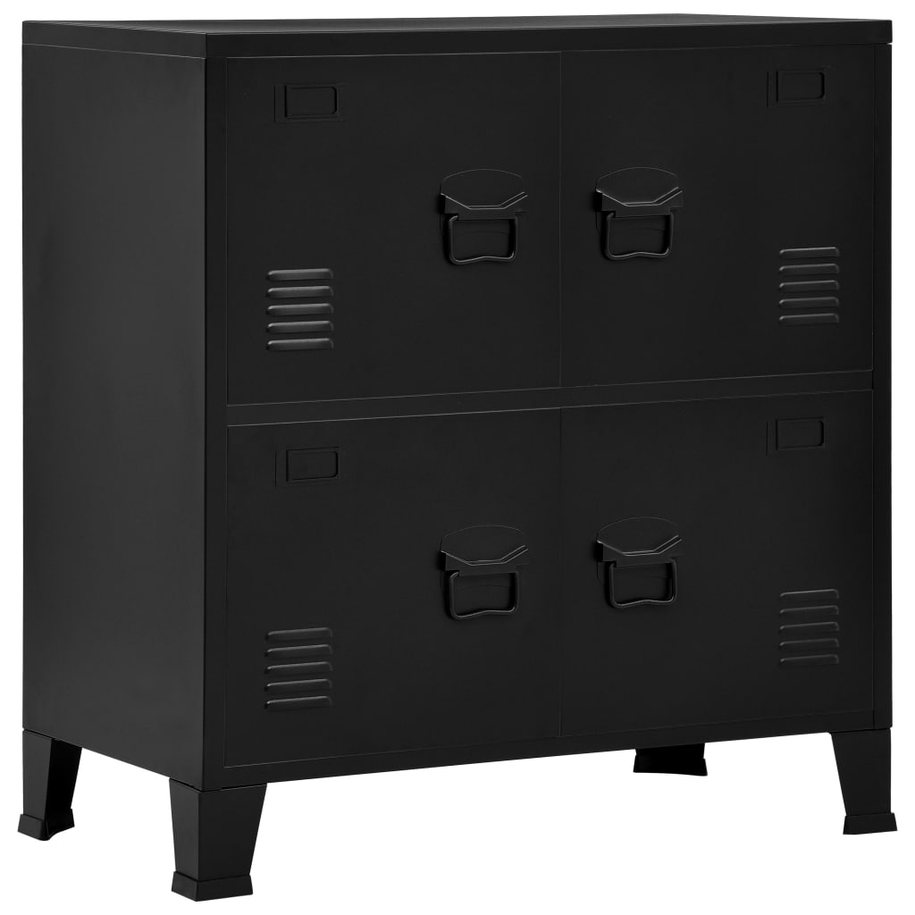 Archiefkast met 4 deuren industrieel 75x40x80 cm staal zwart Archiefkast met 4 deuren industrieel 75x40x80 cm staal zwart