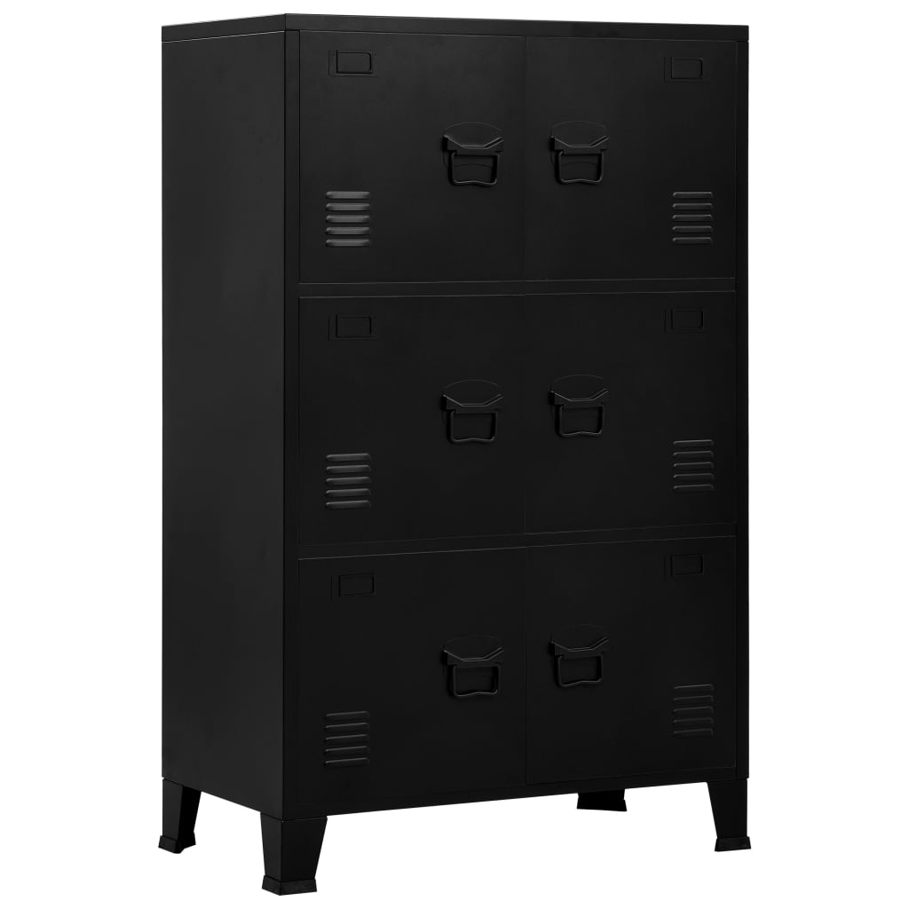 Archiefkast met 6 deuren industrieel 75x40x120 cm staal zwart Archiefkast met 6 deuren industrieel 75x40x120 cm staal zwart