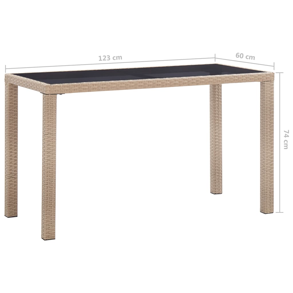 Tuintafel 123x60x74 cm poly rattan beige Tuintafel 123x60x74 cm poly rattan beige