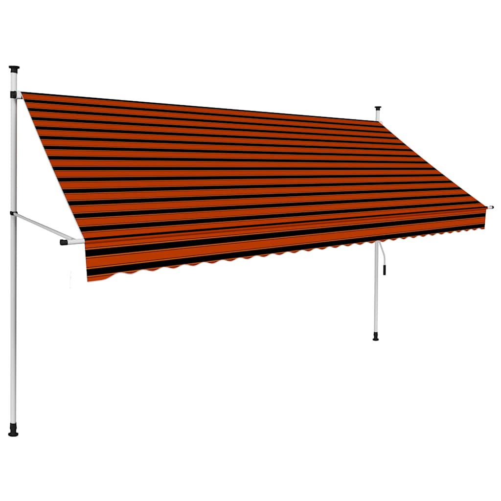 Luifel handmatig uittrekbaar 300 cm oranje en bruin Luifel handmatig uittrekbaar 300 cm oranje en bruin