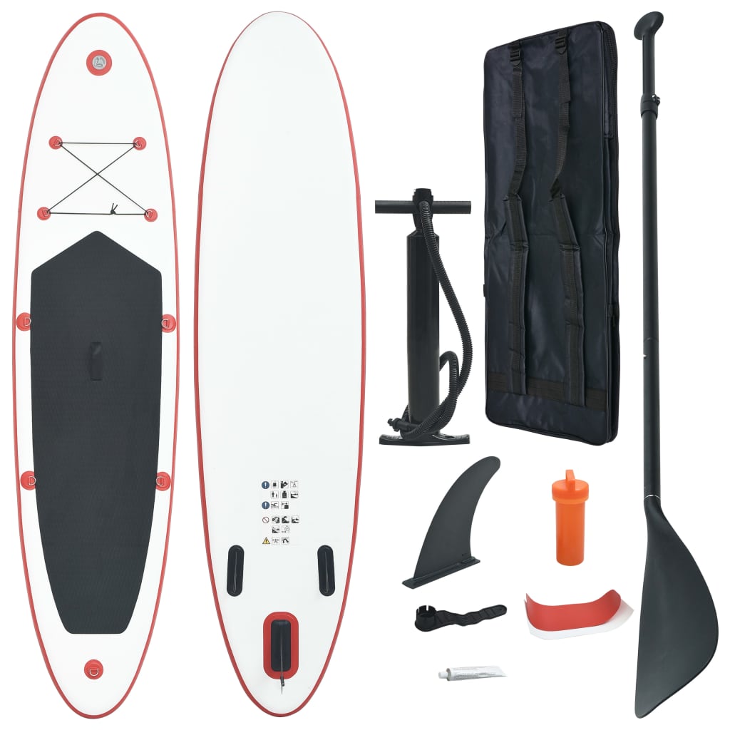 Stand Up Paddleboardset opblaasbaar rood en wit Stand Up Paddleboardset opblaasbaar rood en wit