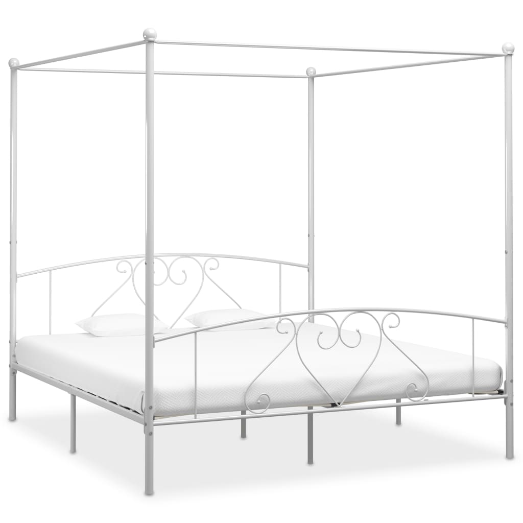 Hemelbedframe metaal wit 200x200 cm