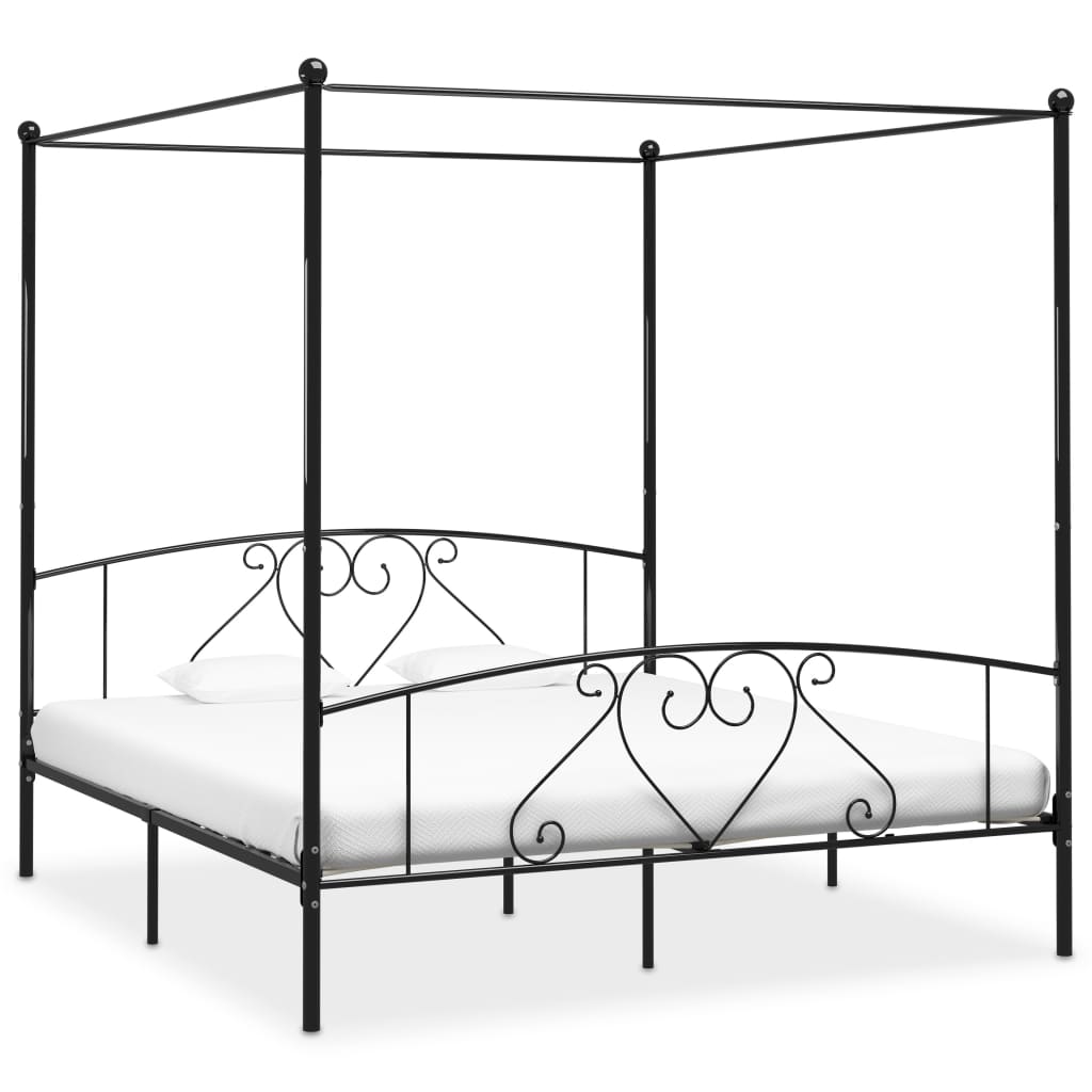 Hemelbedframe metaal zwart 200x200 cm