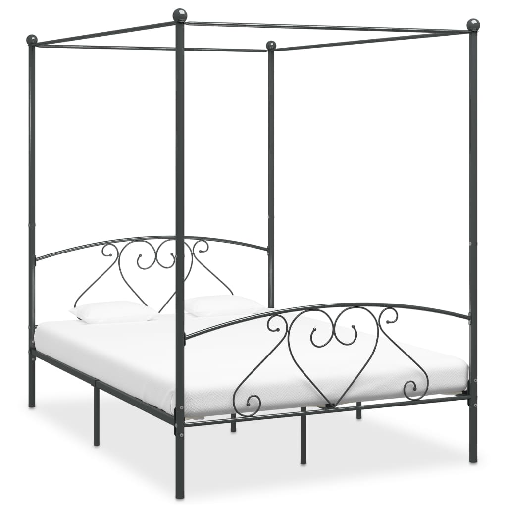 Hemelbedframe metaal grijs 160x200 cm