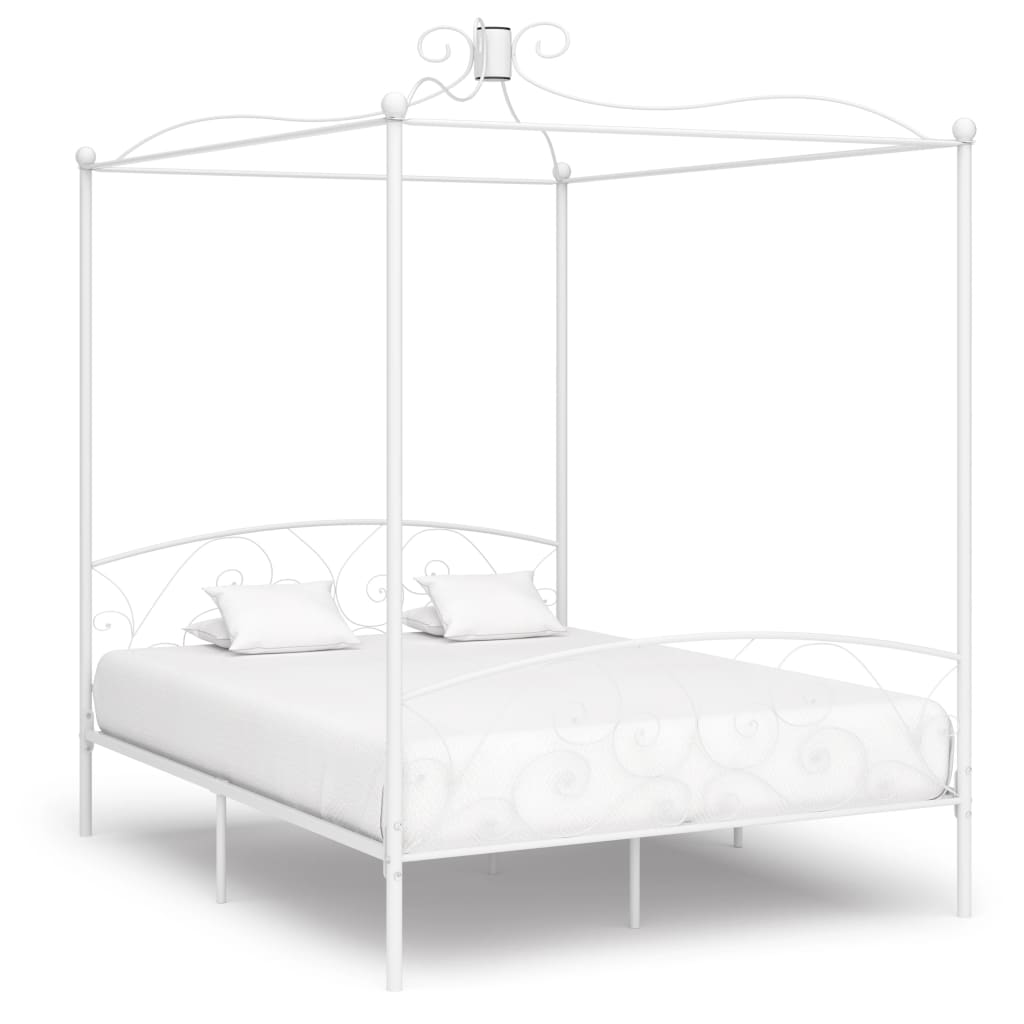 Hemelbedframe metaal wit 160x200 cm