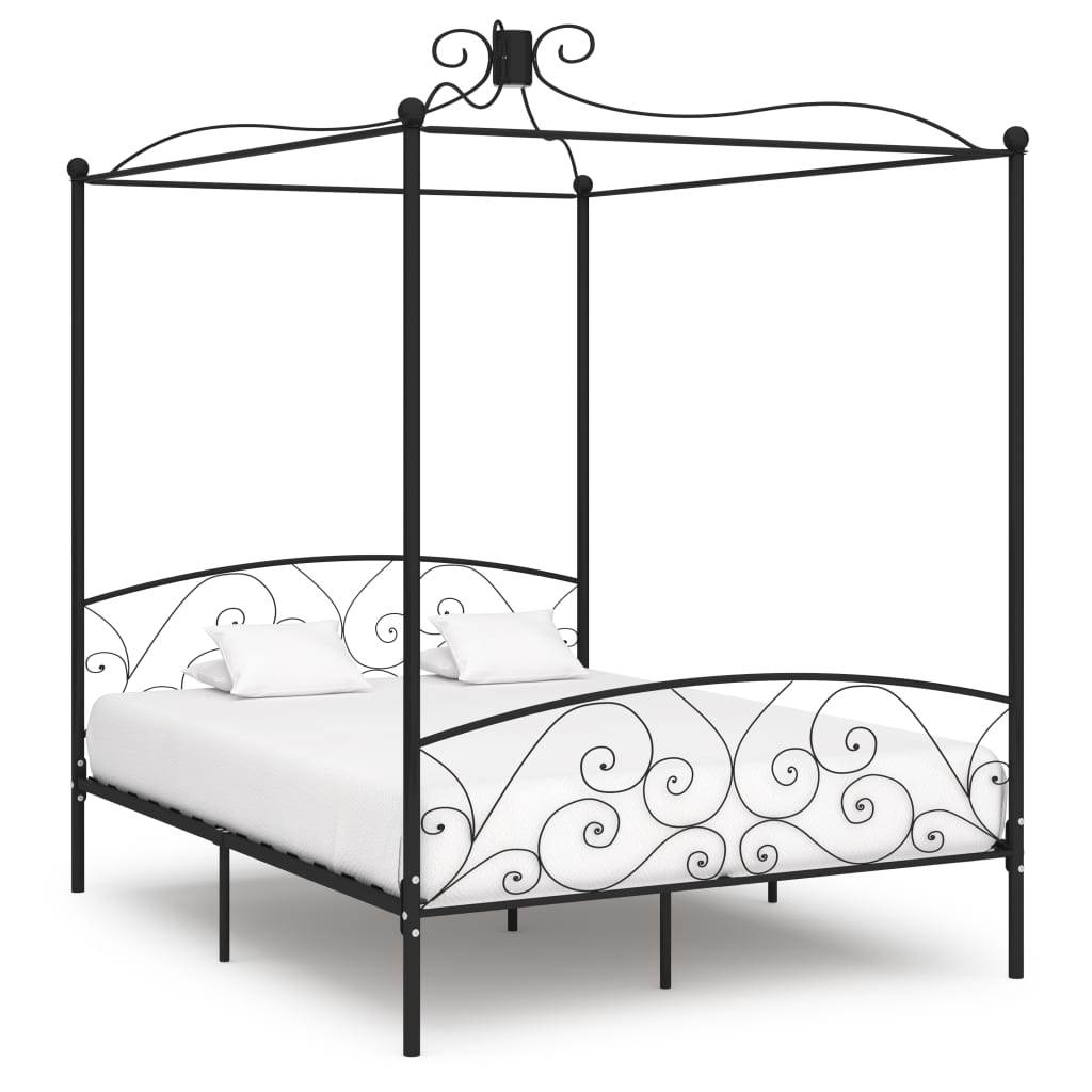 Hemelbedframe metaal zwart 180x200 cm