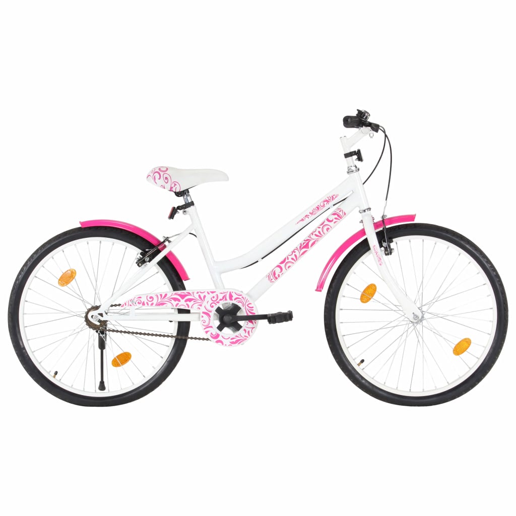 Kinderfiets 24 inch roze en wit Kinderfiets 24 inch roze en wit