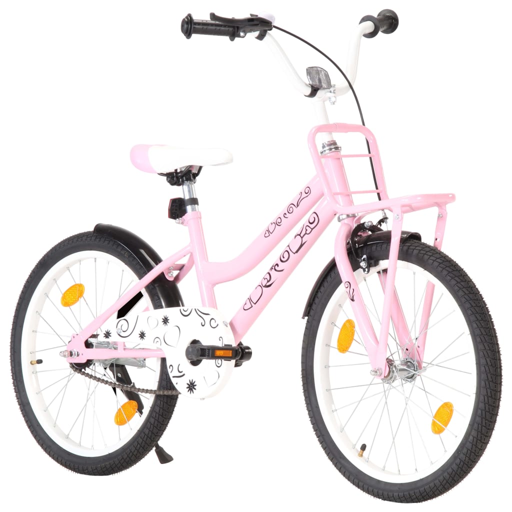 Kinderfiets met voordrager 20 inch roze en zwart Kinderfiets met voordrager 20 inch roze en zwart