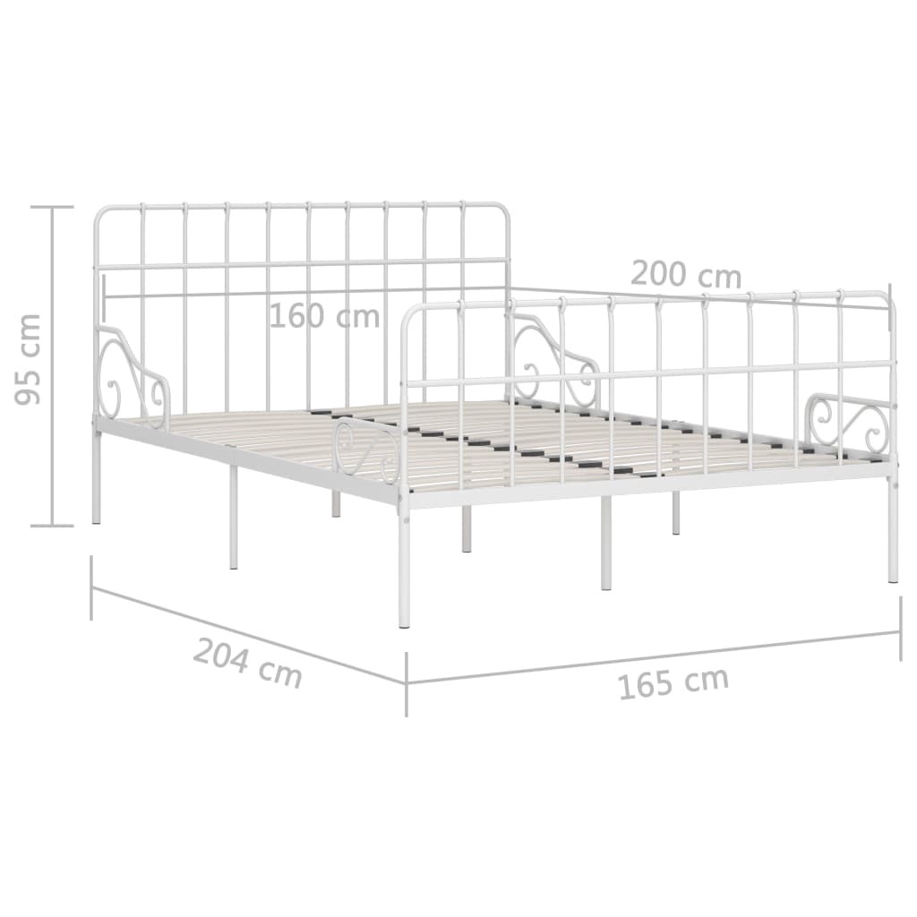 Bedframe met lattenbodem metaal wit 160x200 cm Bedframe met lattenbodem metaal wit 160x200 cm
