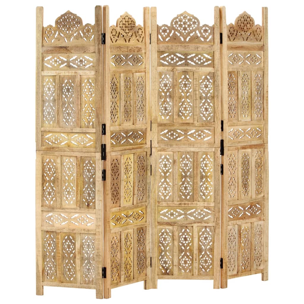 Kamerscherm 4 panelen handgesneden 160x165 cm massief mangohout Kamerscherm 4 panelen handgesneden 160x165 cm massief mangohout