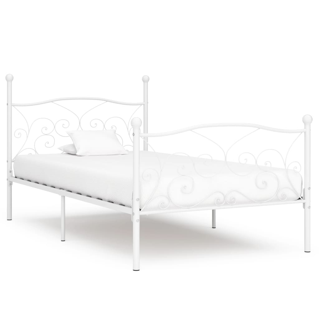 Bedframe met lattenbodem metaal wit 90x200 cm Bedframe met lattenbodem metaal wit 90x200 cm