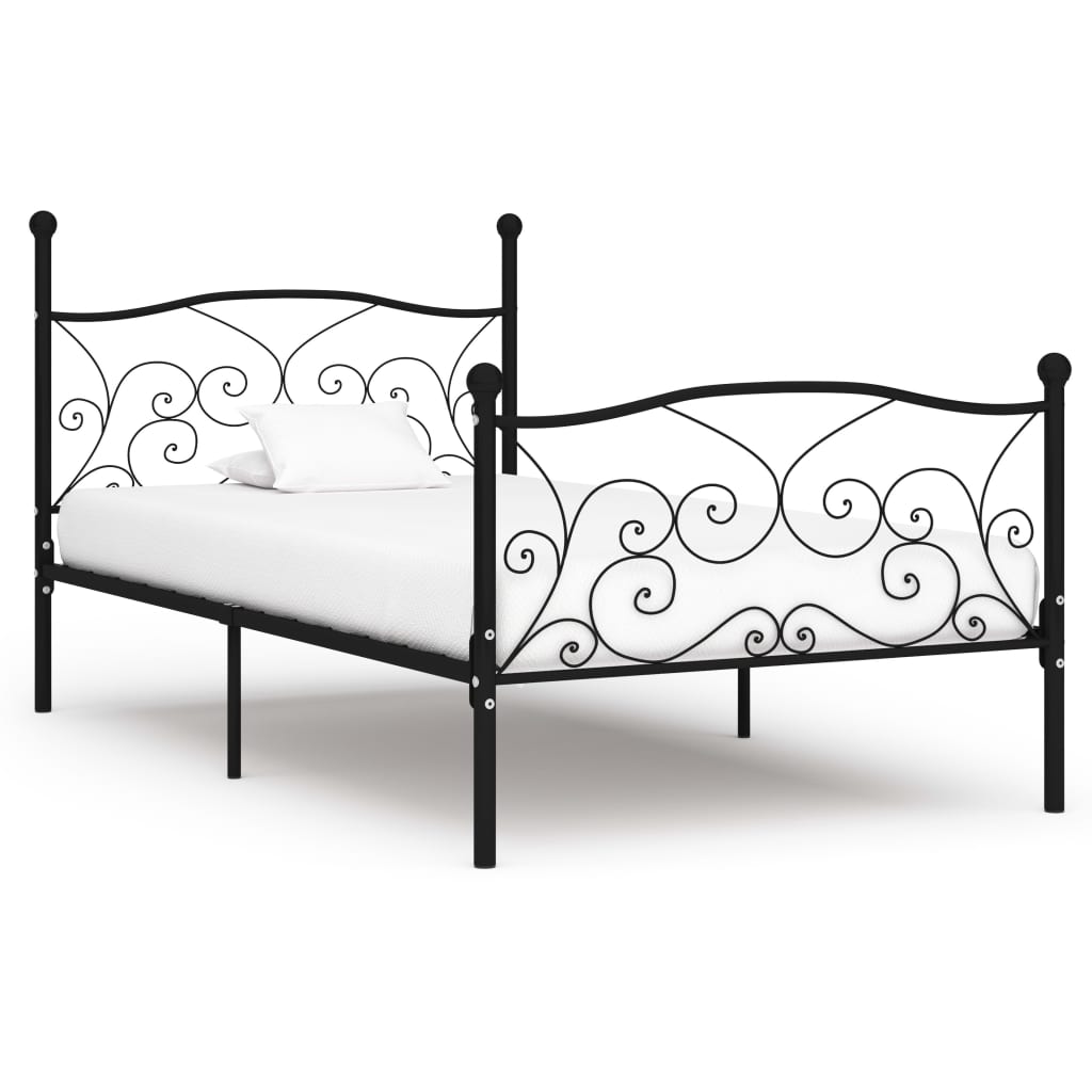 Bedframe met lattenbodem metaal zwart 90x200 cm Bedframe met lattenbodem metaal zwart 90x200 cm