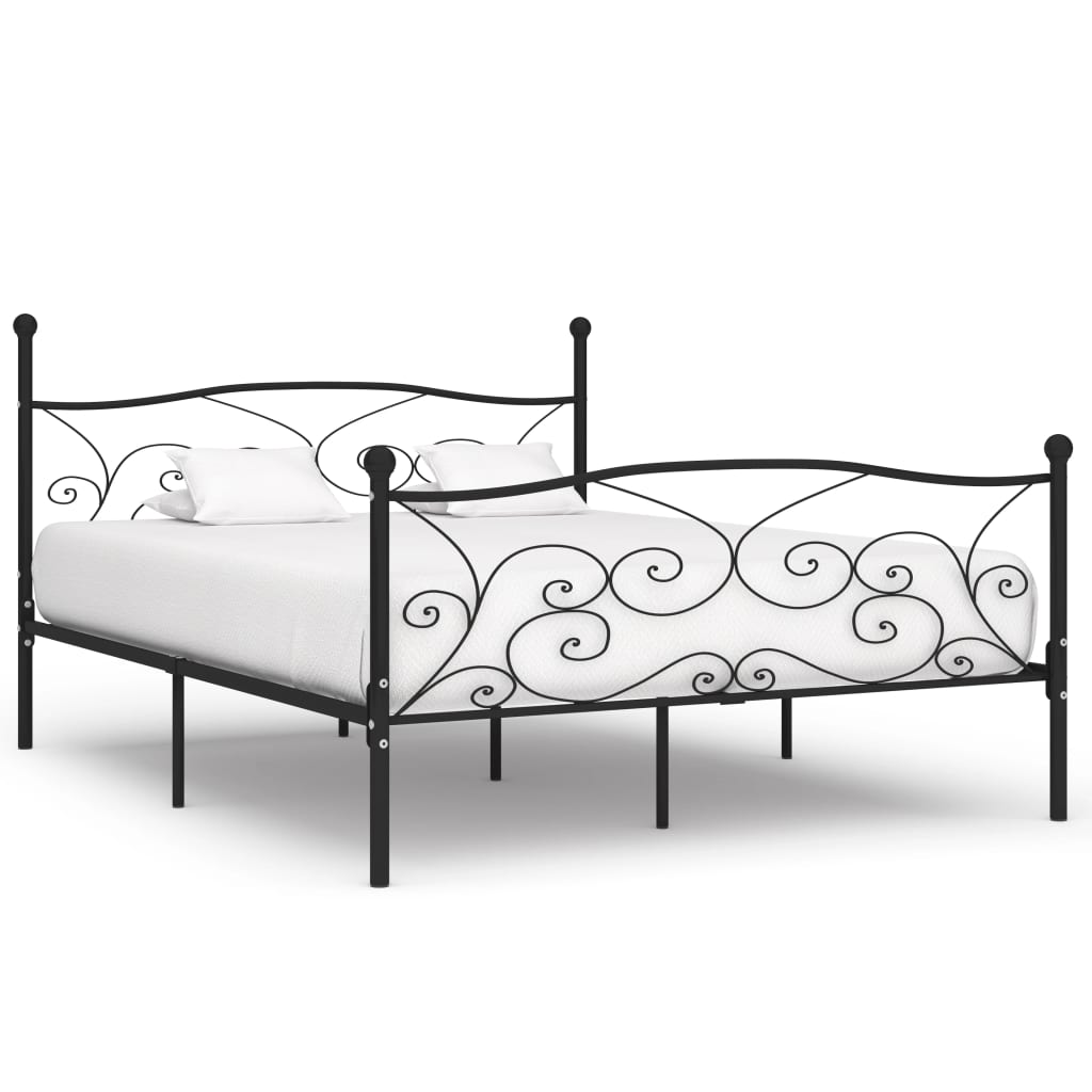 Bedframe met lattenbodem metaal zwart 180x200 cm Bedframe met lattenbodem metaal zwart 180x200 cm