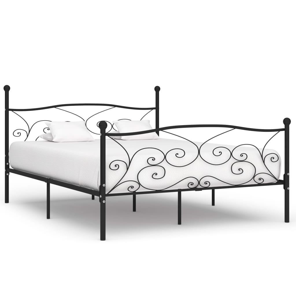 Bedframe met lattenbodem metaal zwart 200x200 cm Bedframe met lattenbodem metaal zwart 200x200 cm