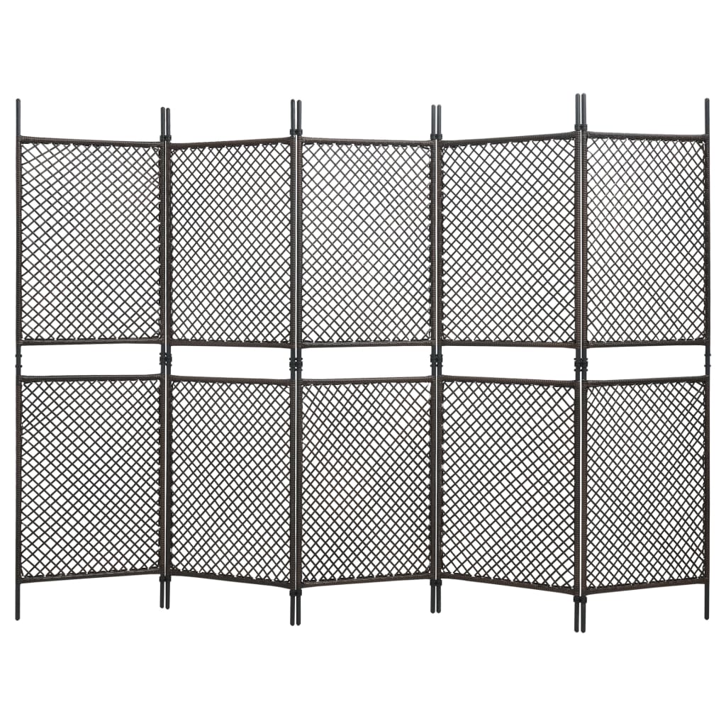 Kamerscherm met 5 panelen 300x200 cm poly rattan bruin Kamerscherm met 5 panelen 300x200 cm poly rattan bruin