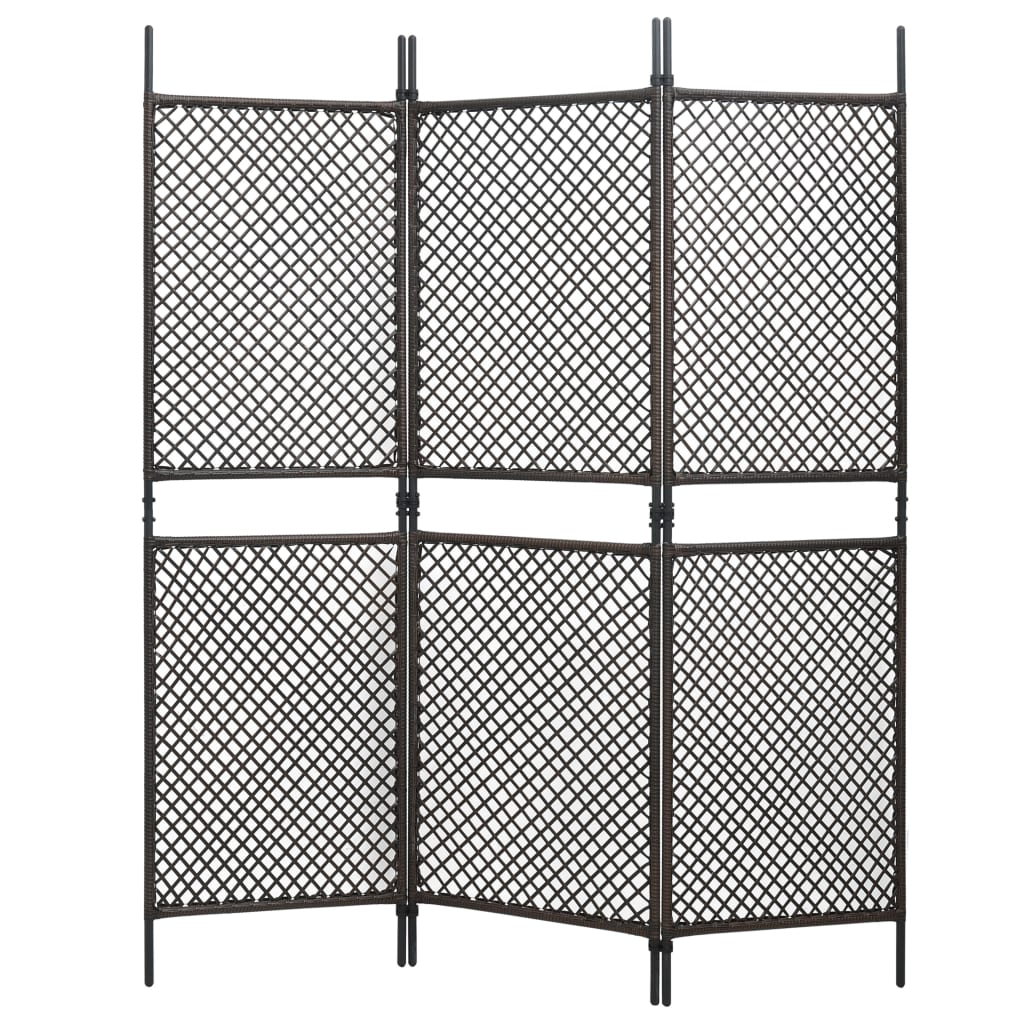 Kamerscherm met 3 panelen 180x200 cm poly rattan bruin Kamerscherm met 3 panelen 180x200 cm poly rattan bruin