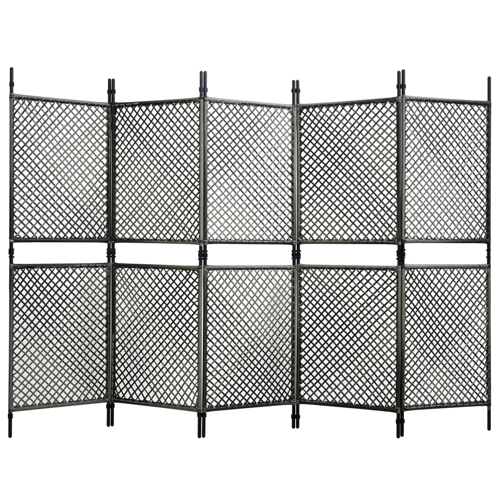 Kamerscherm met 5 panelen 300x200 cm poly rattan antraciet Kamerscherm met 5 panelen 300x200 cm poly rattan antraciet