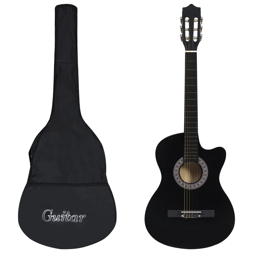 12-delige Gitaarset cutaway met 6 snaren western akoestisch 38" zwart 12-delige Gitaarset cutaway met 6 snaren western akoestisch 38" zwart