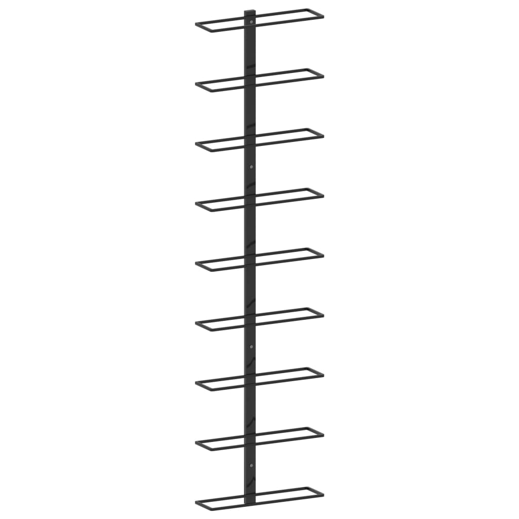 Wijnrek voor 9 flessen wandmontage ijzer zwart Wijnrek voor 9 flessen wandmontage ijzer zwart