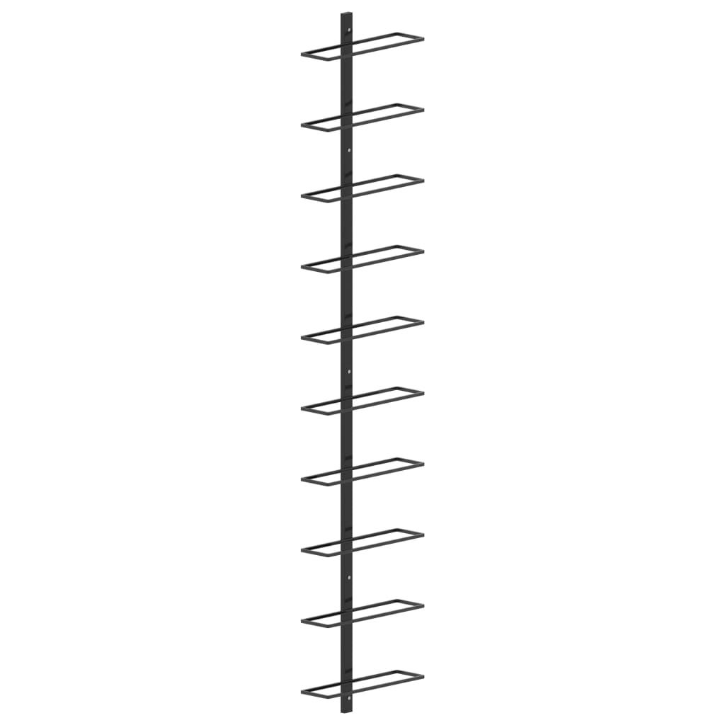 Wijnrek voor 10 flessen wandmontage metaal zwart Wijnrek voor 10 flessen wandmontage metaal zwart