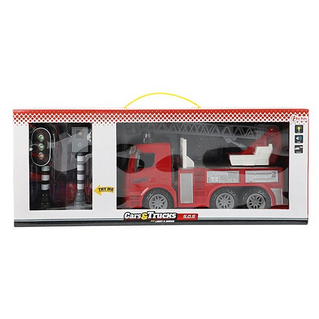 Toi-Toys Cars and Trucks Brandweerwagen 49cm + Verkeerslichten + Licht en Geluid Toi-Toys Cars and Trucks Brandweerwagen 49cm + Verkeerslichten + Licht en Geluid