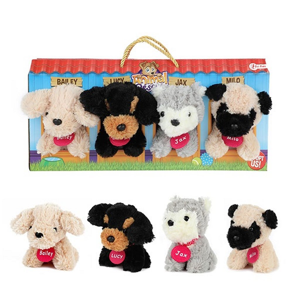 Toi-Toys Pluchen Hondjes in Hondenhok Koffer 4 Stuks Toi-Toys Pluchen Hondjes in Hondenhok Koffer 4 Stuks