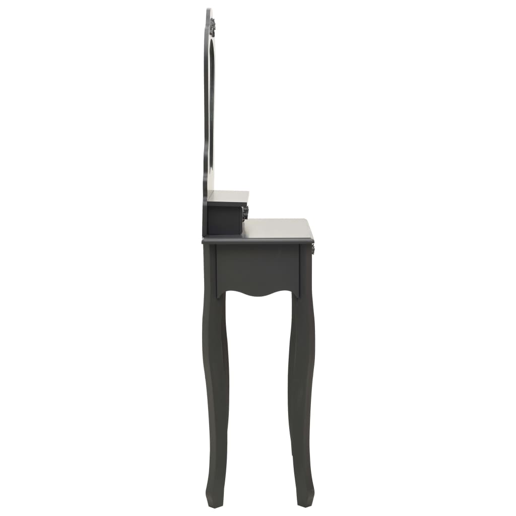 Kaptafelset met kruk 50x59x136 cm paulowniahout grijs Kaptafelset met kruk 50x59x136 cm paulowniahout grijs