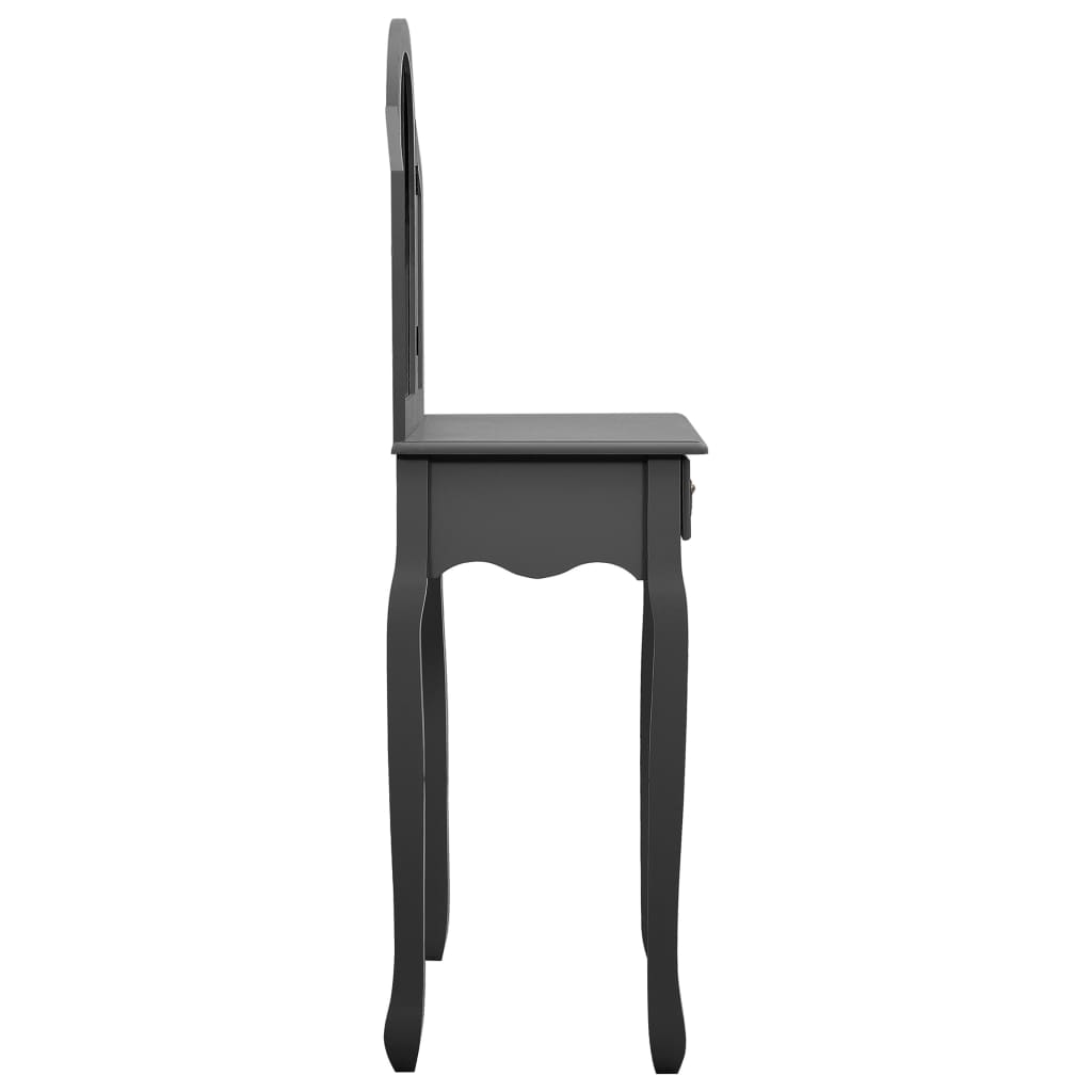 Kaptafel met kruk 65x36x128 cm paulowniahout MDF grijs Kaptafel met kruk 65x36x128 cm paulowniahout MDF grijs