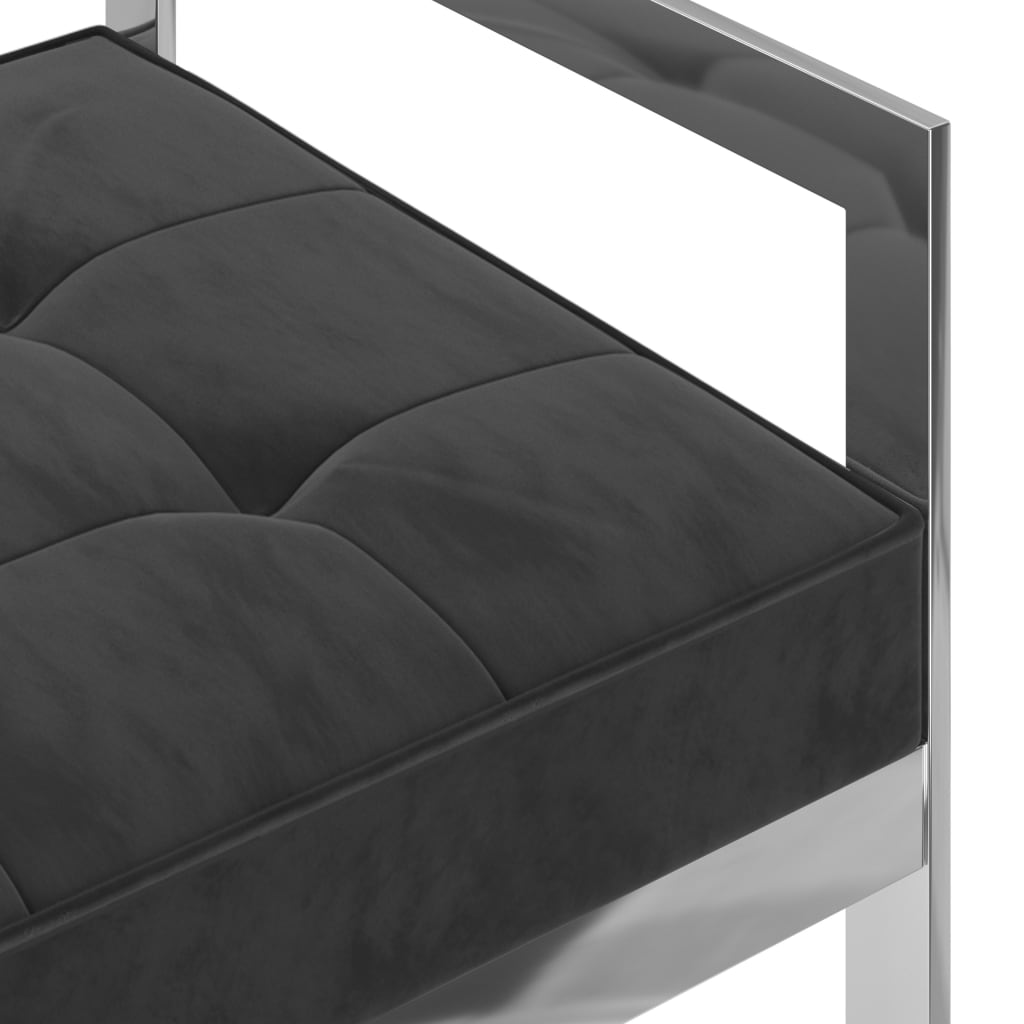 Bankje 97 cm fluweel en roestvrij staal zwart Bankje 97 cm fluweel en roestvrij staal zwart