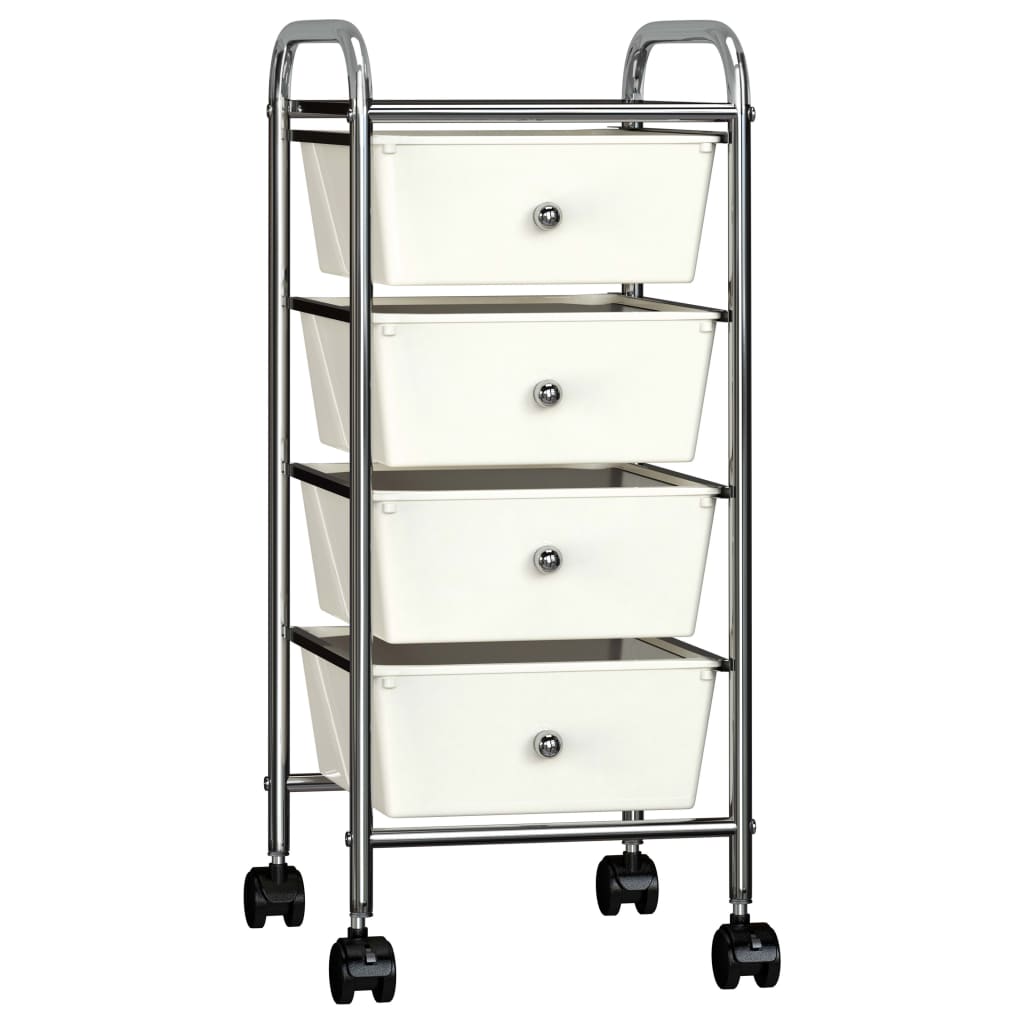 Opbergtrolley met 4 lades mobiel kunststof wit Opbergtrolley met 4 lades mobiel kunststof wit