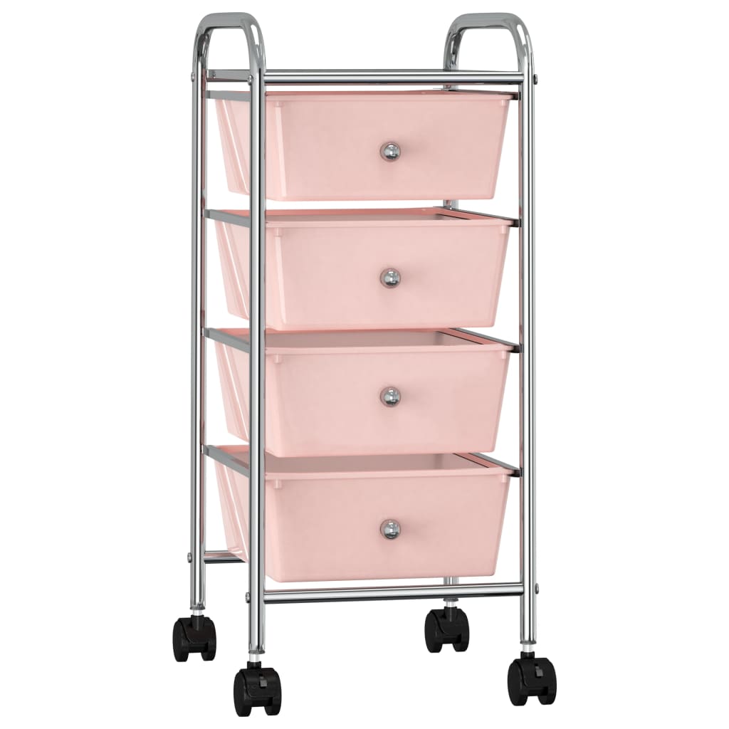 Opbergtrolley met 4 lades mobiel kunststof roze Opbergtrolley met 4 lades mobiel kunststof roze