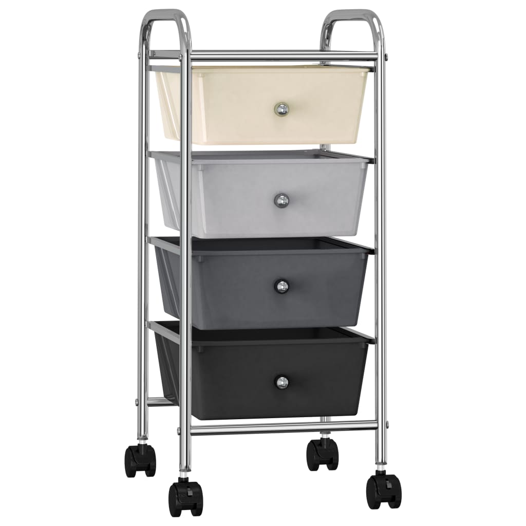 Opbergtrolley met 4 lades mobiel kunststof ombre Opbergtrolley met 4 lades mobiel kunststof ombre