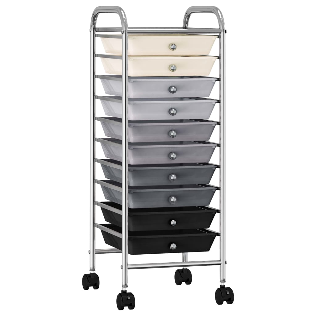 Opbergtrolley met 10 lades mobiel kunststof ombre Opbergtrolley met 10 lades mobiel kunststof ombre