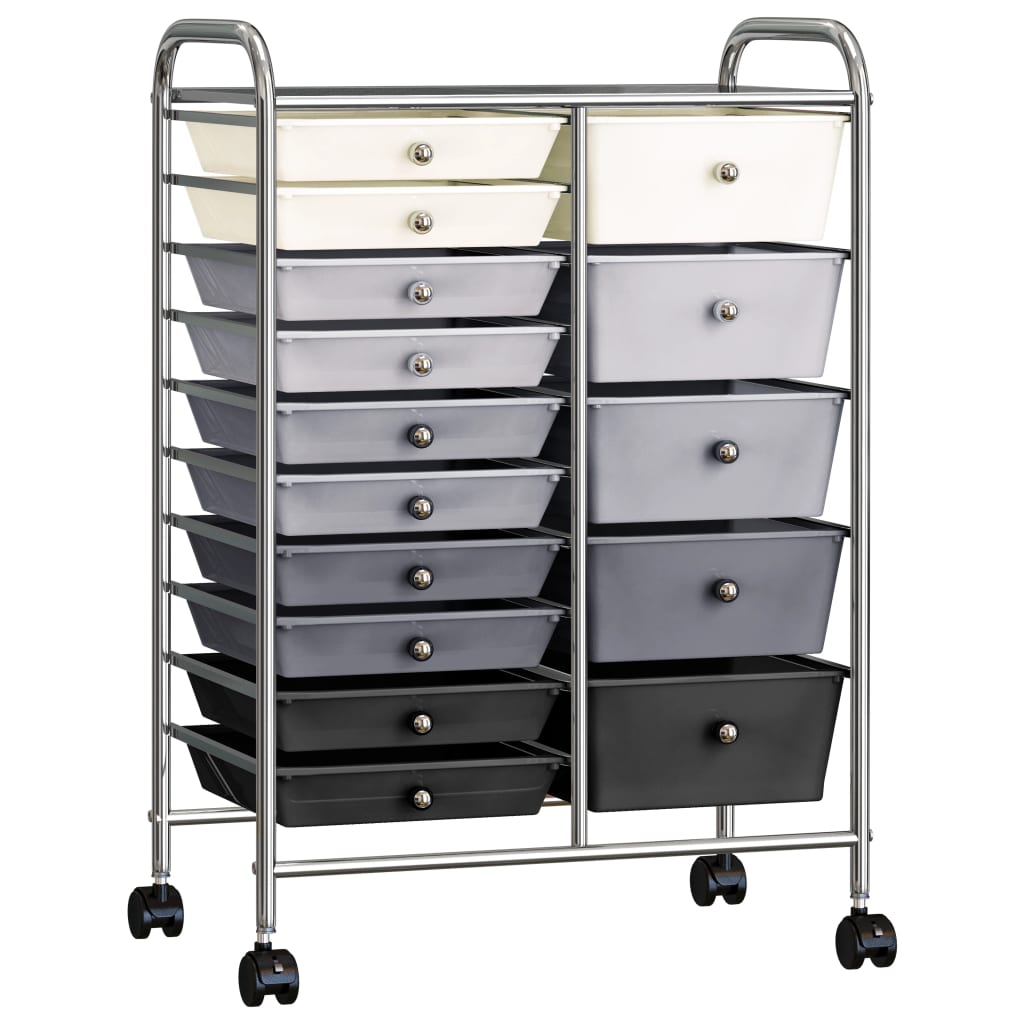 Opbergtrolley met 15 lades mobiel XXL kunststof ombre Opbergtrolley met 15 lades mobiel XXL kunststof ombre