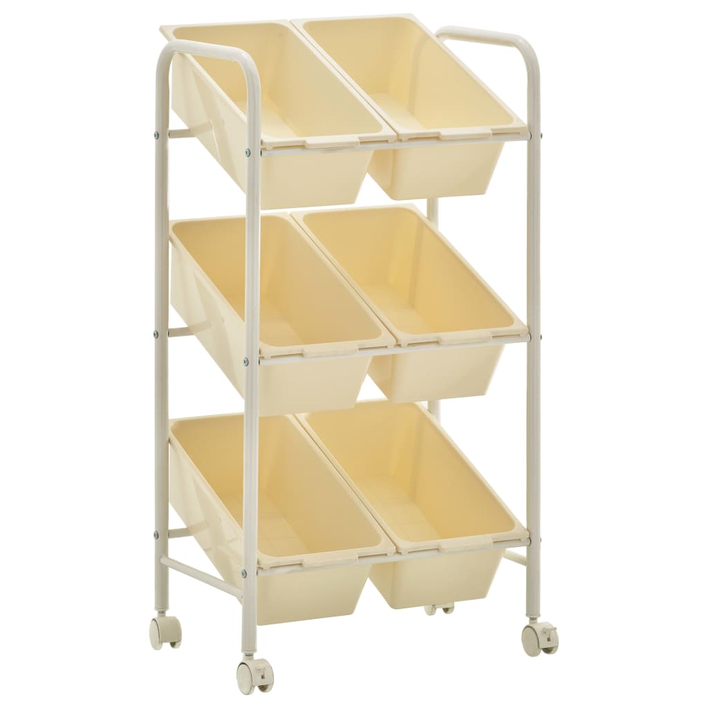Opbergtrolley met 6 bakken kunststof wit Opbergtrolley met 6 bakken kunststof wit