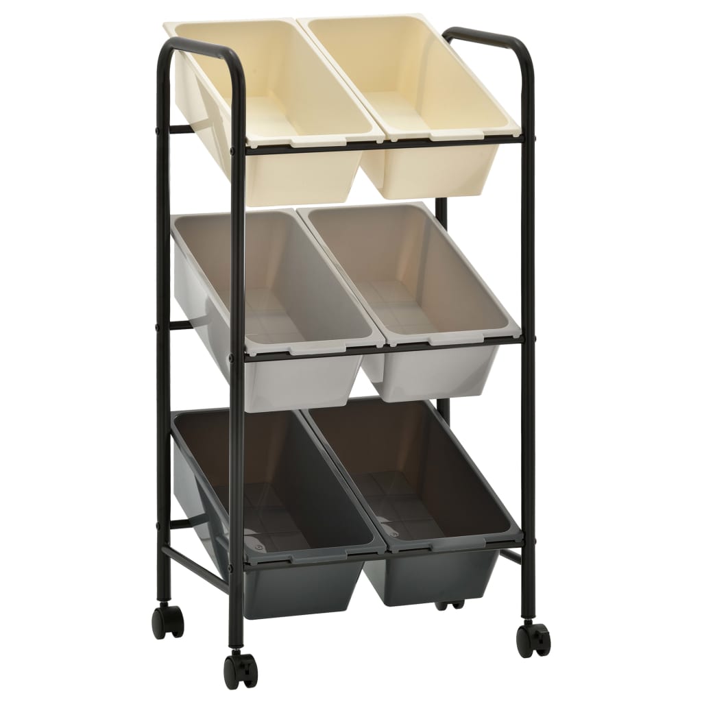 Opbergtrolley met 6 bakken kunststof ombre Opbergtrolley met 6 bakken kunststof ombre