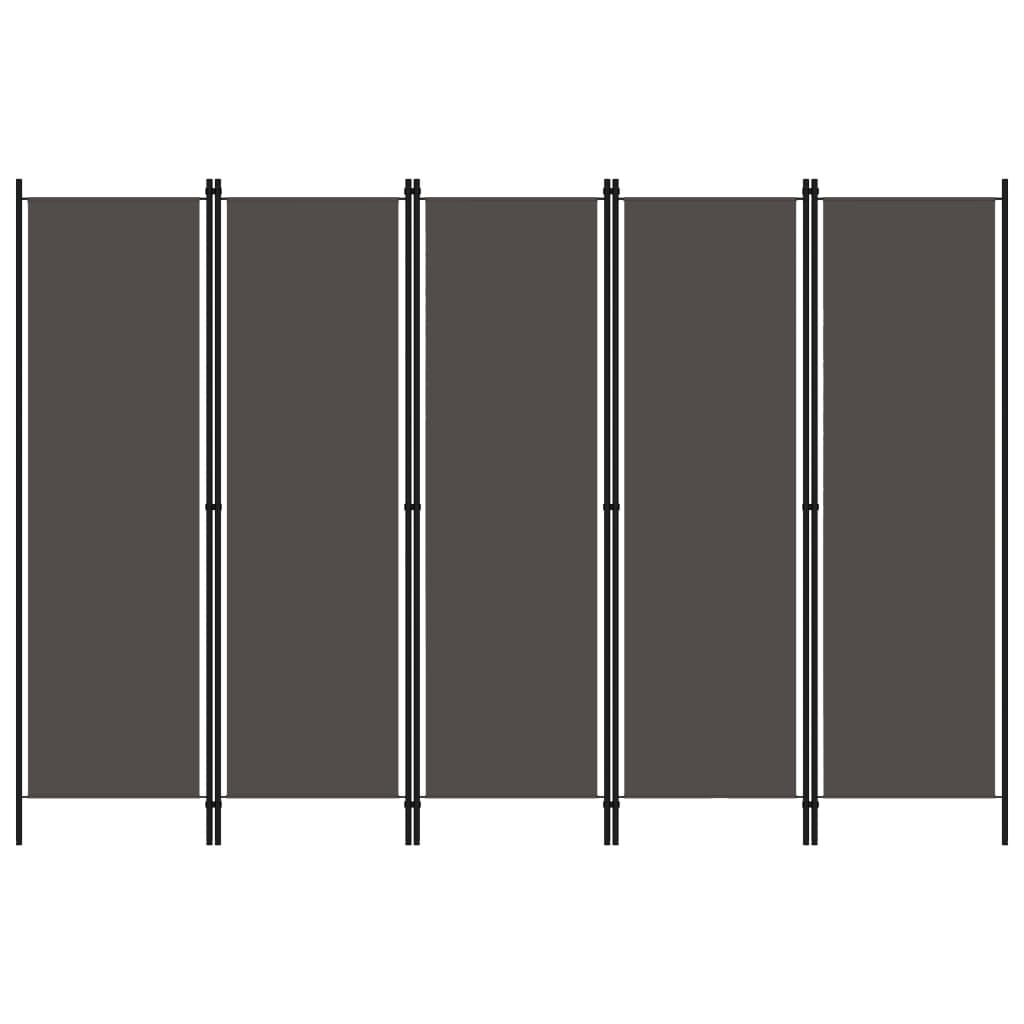 Kamerscherm met 5 panelen 250x180 cm antraciet Kamerscherm met 5 panelen 250x180 cm antraciet