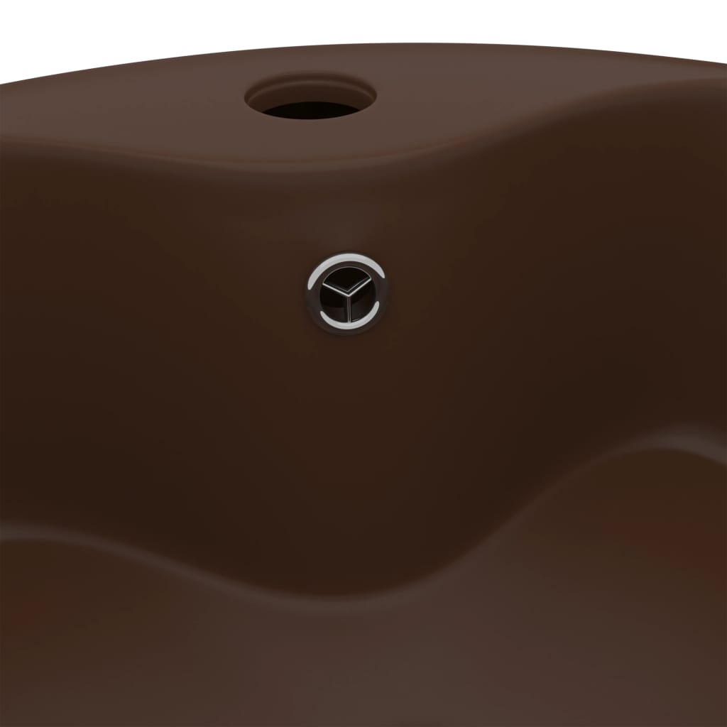 Wastafel met overloop 36x13 cm keramiek mat donkerbruin Wastafel met overloop 36x13 cm keramiek mat donkerbruin