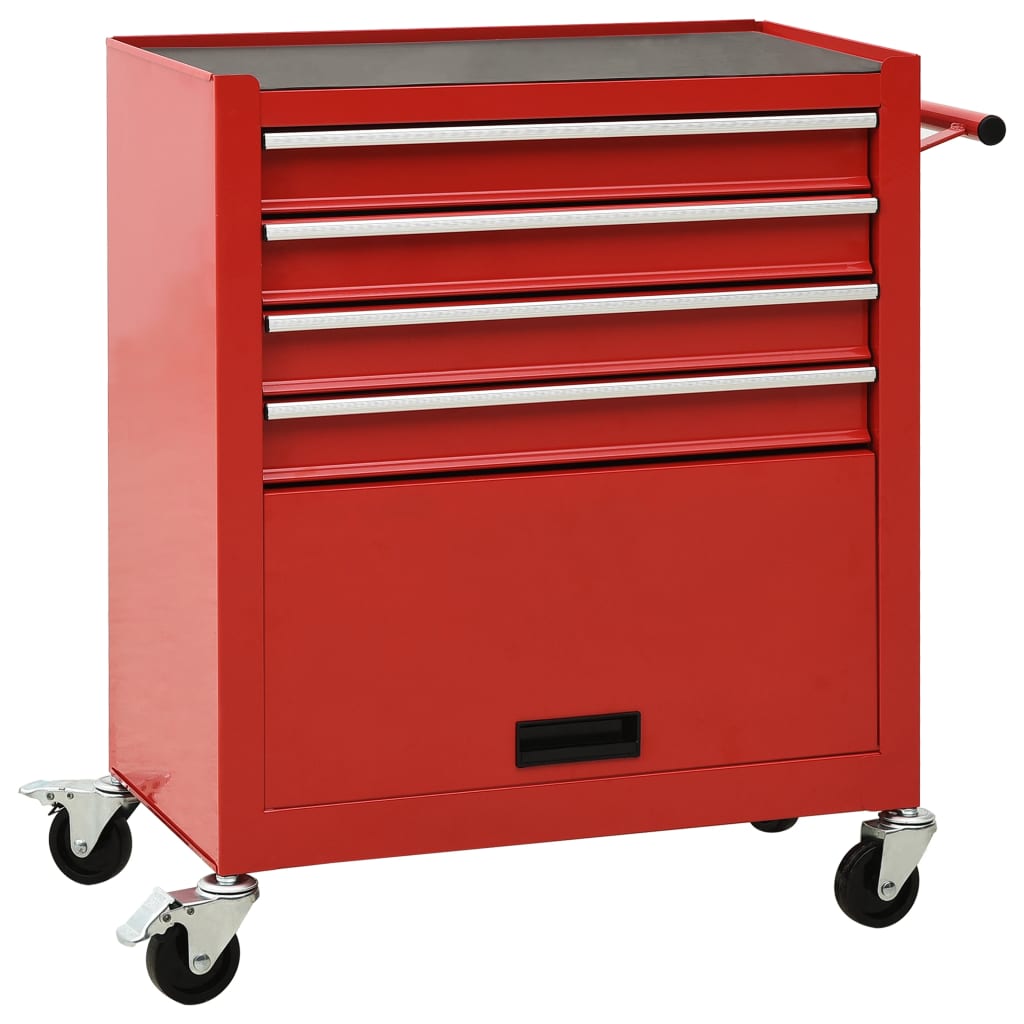 Gereedschapswagen met 4 lades staal rood Gereedschapswagen met 4 lades staal rood