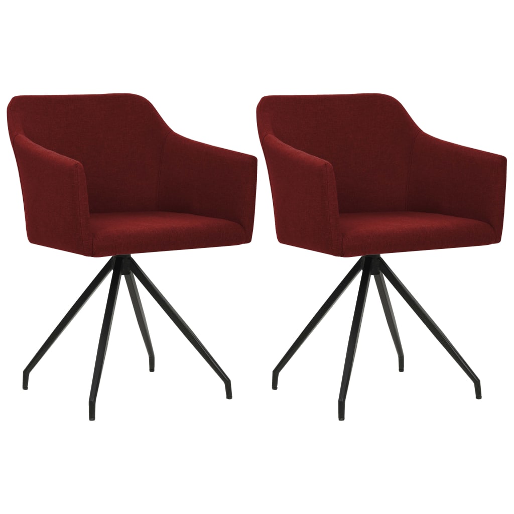 Eetkamerstoelen 2 st draaibaar stof wijnrood Eetkamerstoelen 2 st draaibaar stof wijnrood