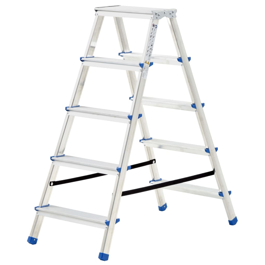 Huishoudtrap met 5 treden dubbelzijdig 113 cm aluminium Huishoudtrap met 5 treden dubbelzijdig 113 cm aluminium