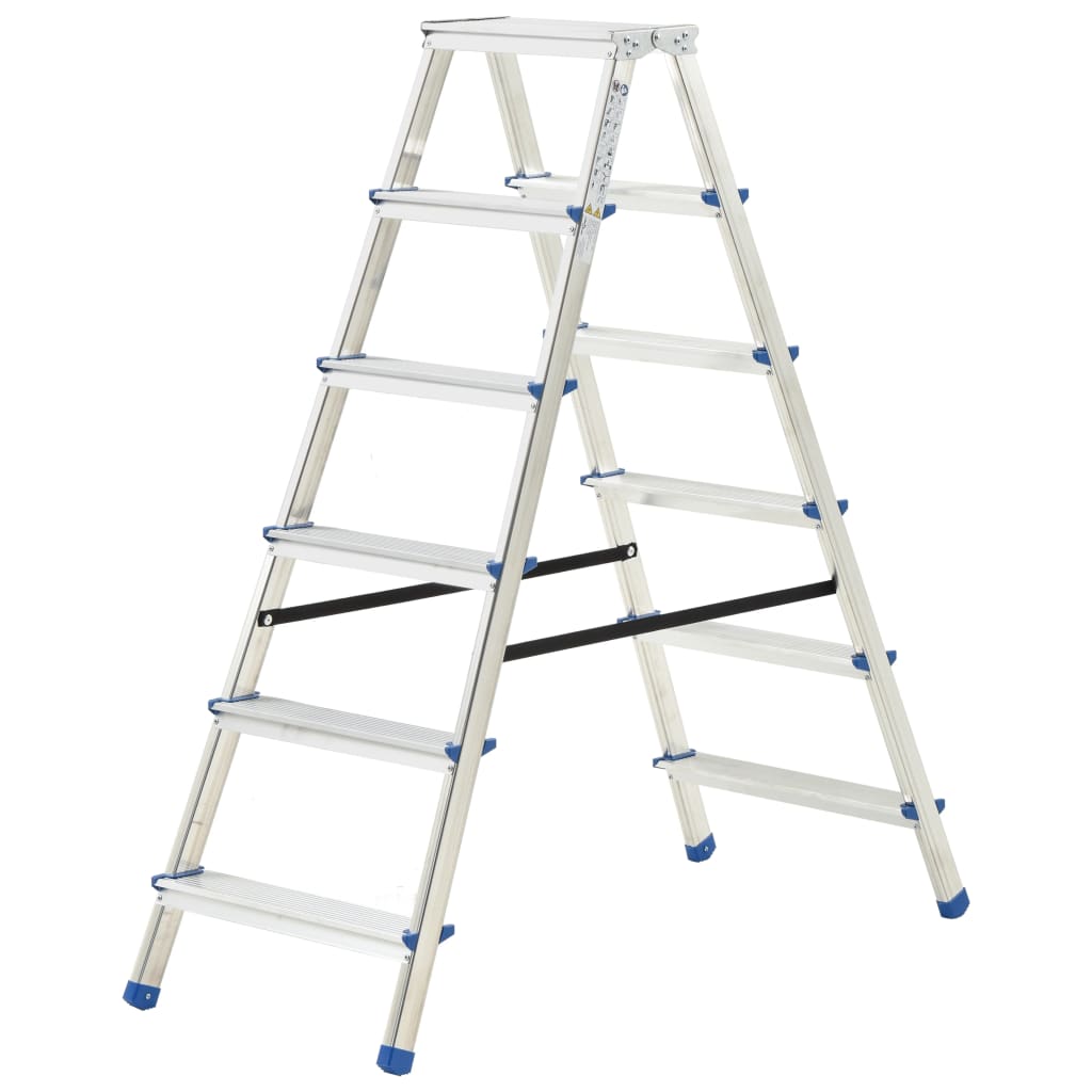 Huishoudtrap met 6 treden dubbelzijdig 136 cm aluminium Huishoudtrap met 6 treden dubbelzijdig 136 cm aluminium