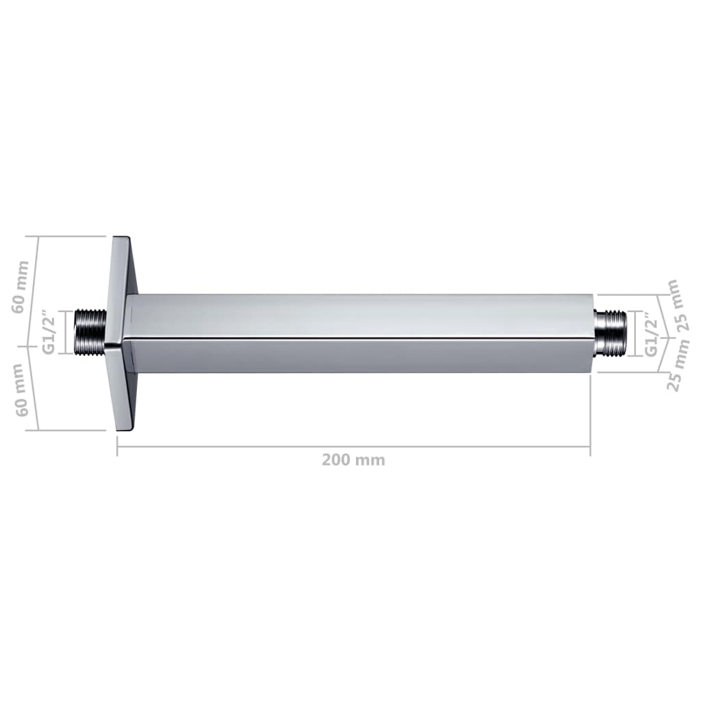 Douchearm vierkant 20 cm roestvrij staal 201 zilverkleurig Douchearm vierkant 20 cm roestvrij staal 201 zilverkleurig