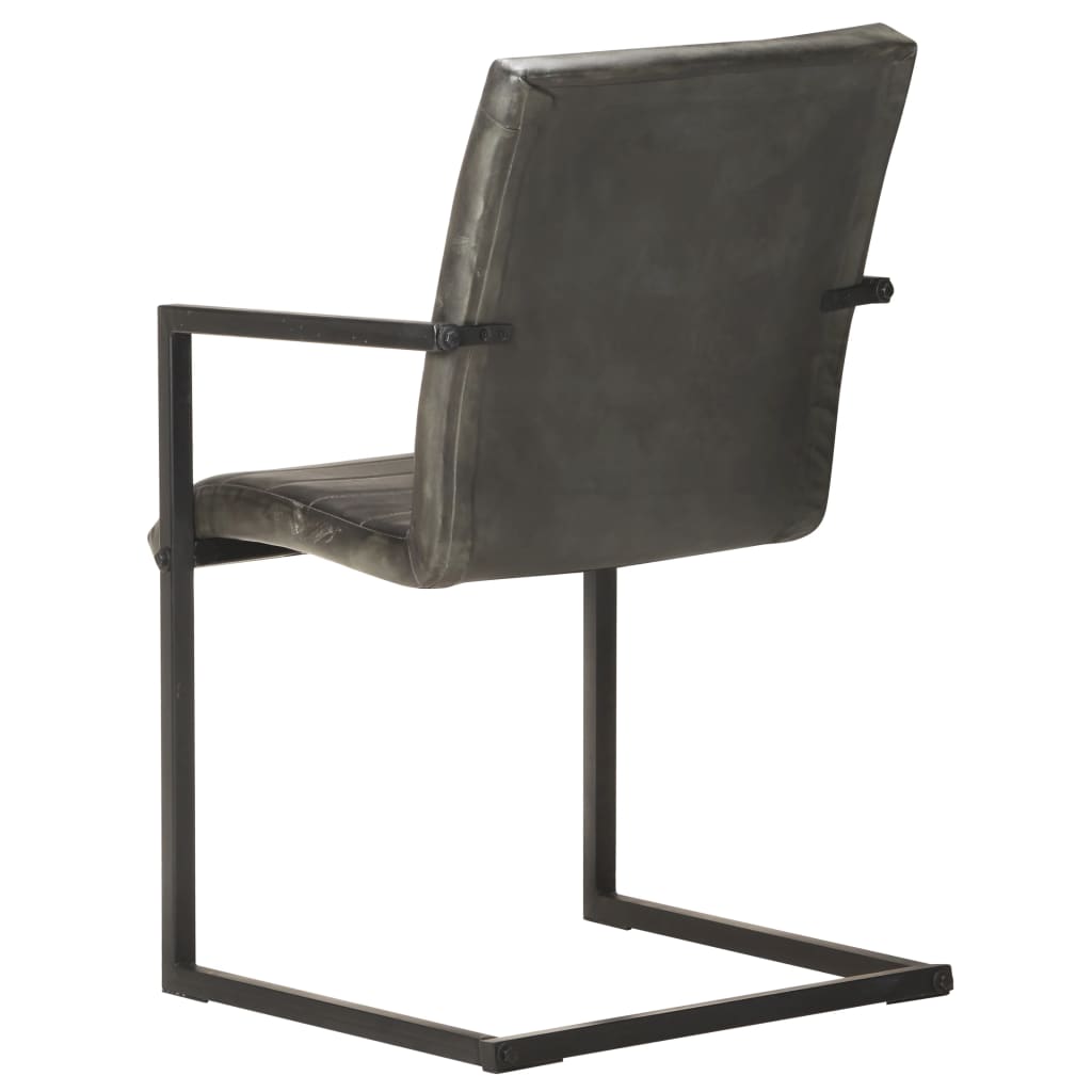 Eetkamerstoelen 2 st echt leer grijs Eetkamerstoelen 2 st echt leer grijs