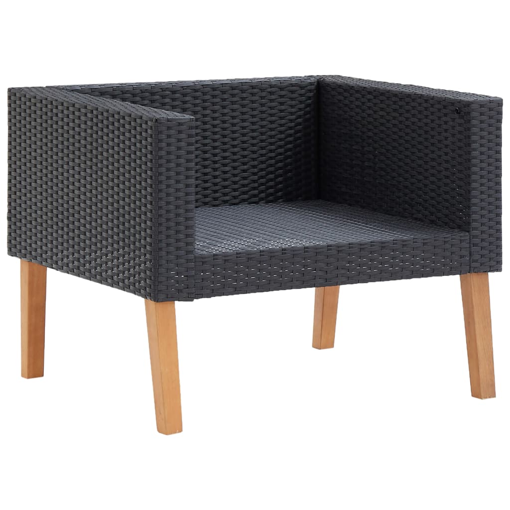 Tuinbank eenzits met kussens poly rattan zwart Tuinbank eenzits met kussens poly rattan zwart
