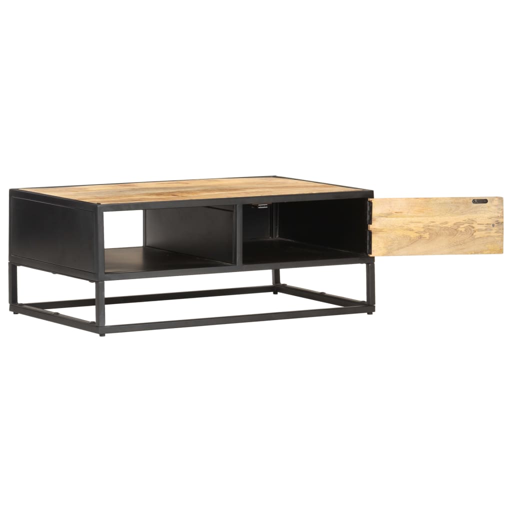 Salontafel met bewerkte deur 90x55x36 cm ruw mangohout Salontafel met bewerkte deur 90x55x36 cm ruw mangohout
