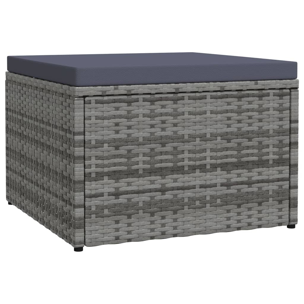 Tuinvoetenbank met kussen poly rattan grijs Tuinvoetenbank met kussen poly rattan grijs
