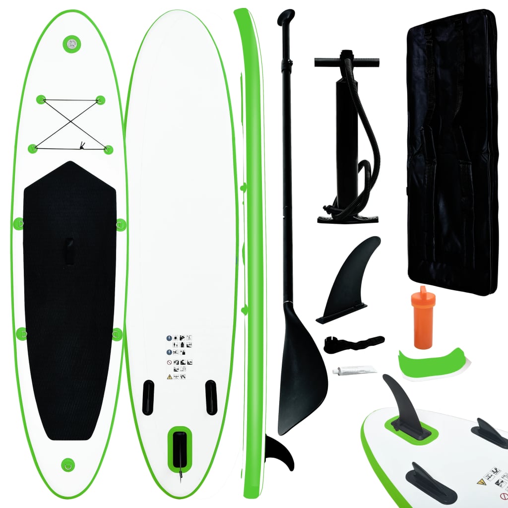 Stand-up paddleboard opblaasbaar groen en wit Stand-up paddleboard opblaasbaar groen en wit